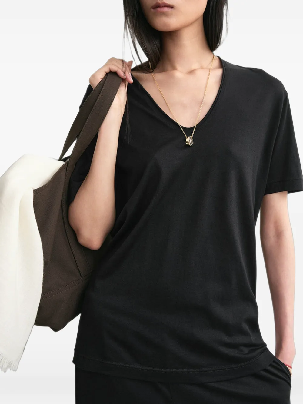 TOTEME T-shirt met diepe ronde hals Zwart