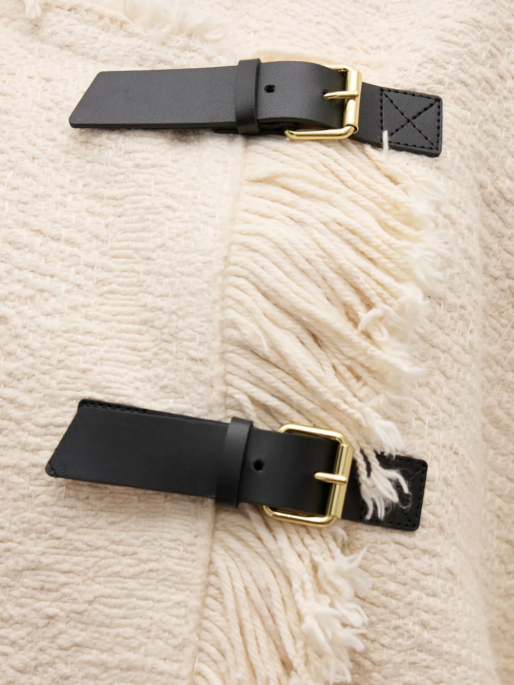 ISABEL MARANT fringed buckled poncho Beige