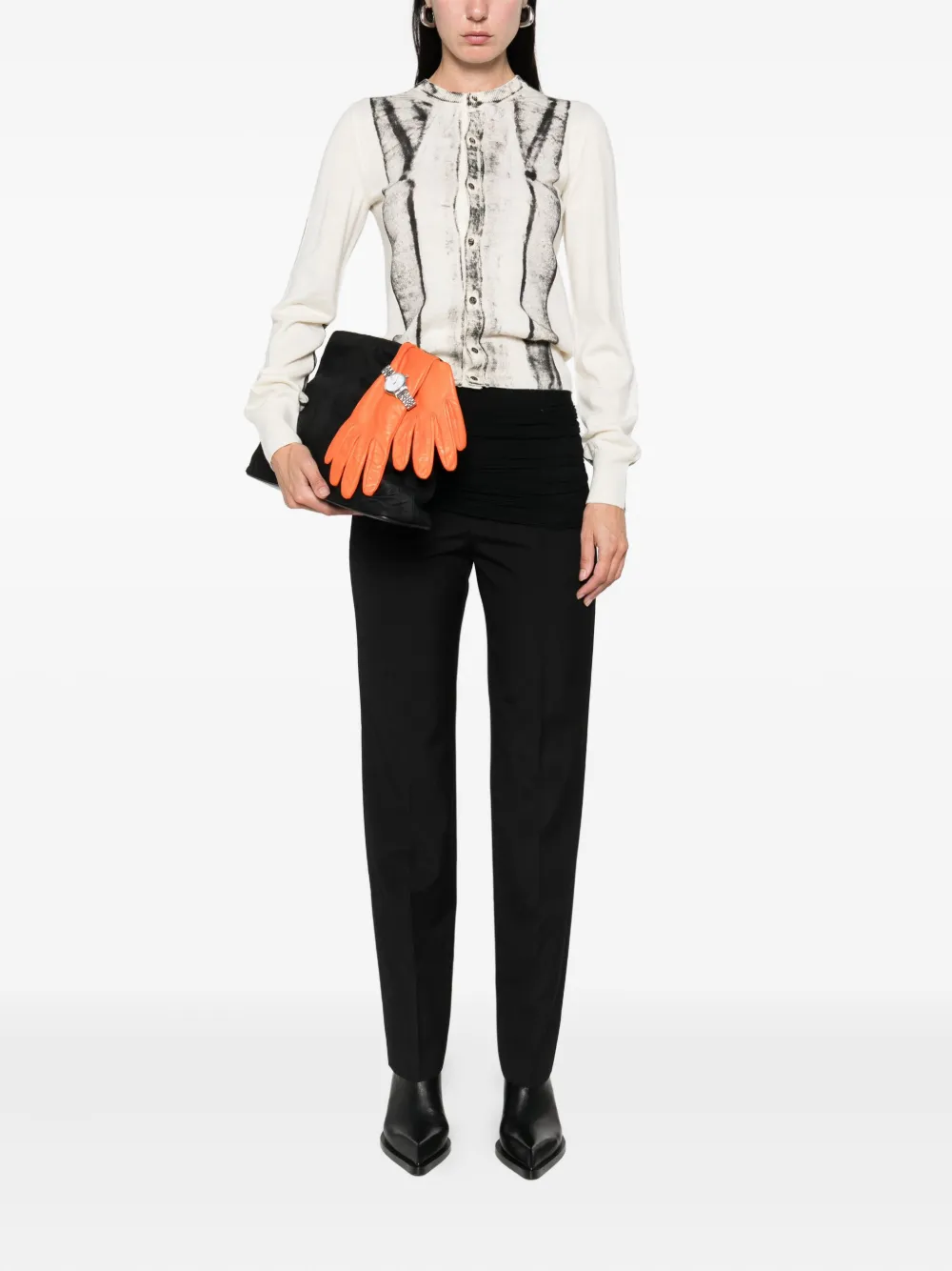 MM6 Maison Margiela cardigan-print jumper Wit