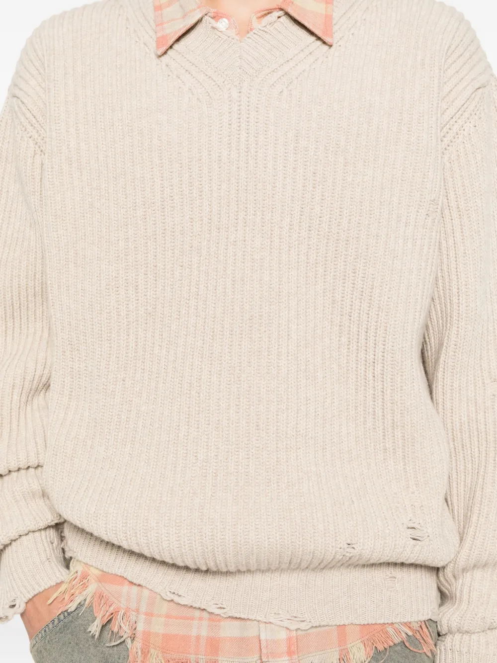 MM6 Maison Margiela Trui met V-hals Beige