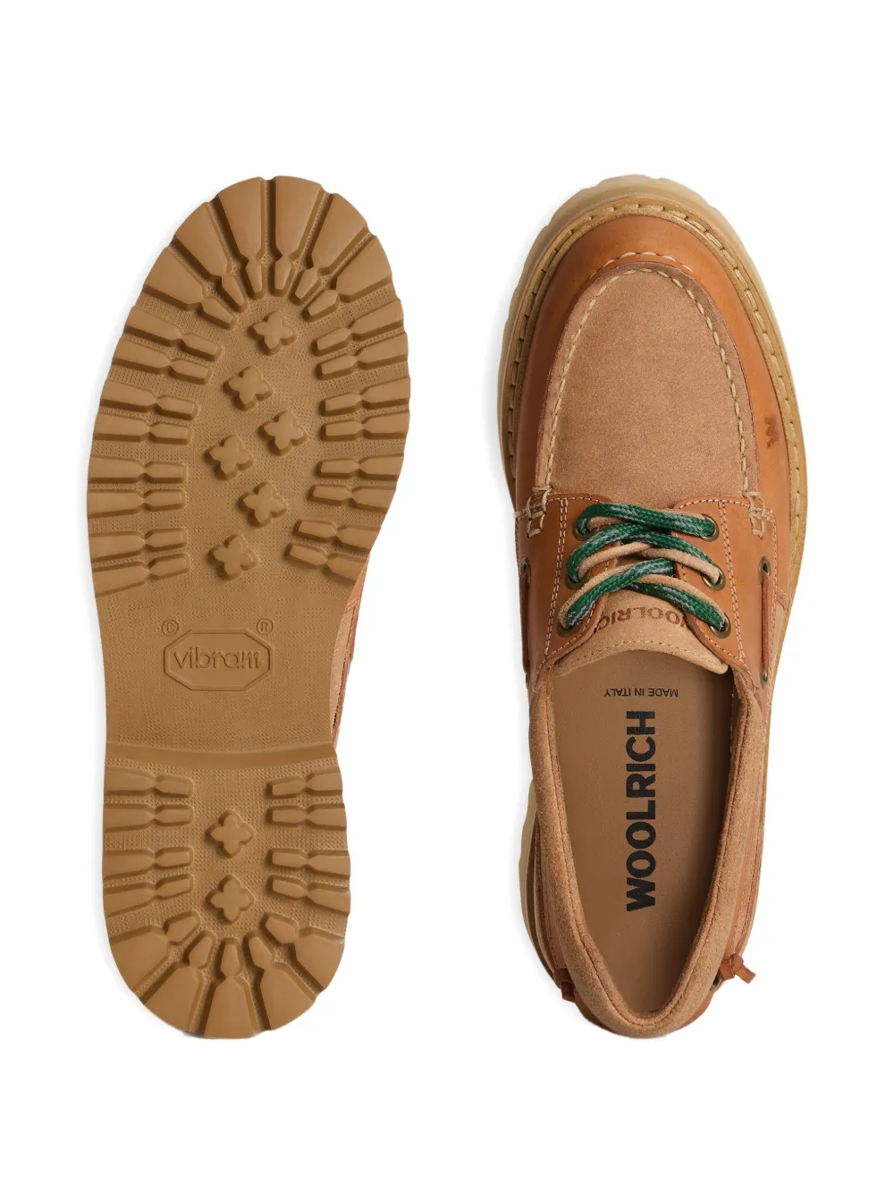 Woolrich Leather Platform Boat Shoes In Brown