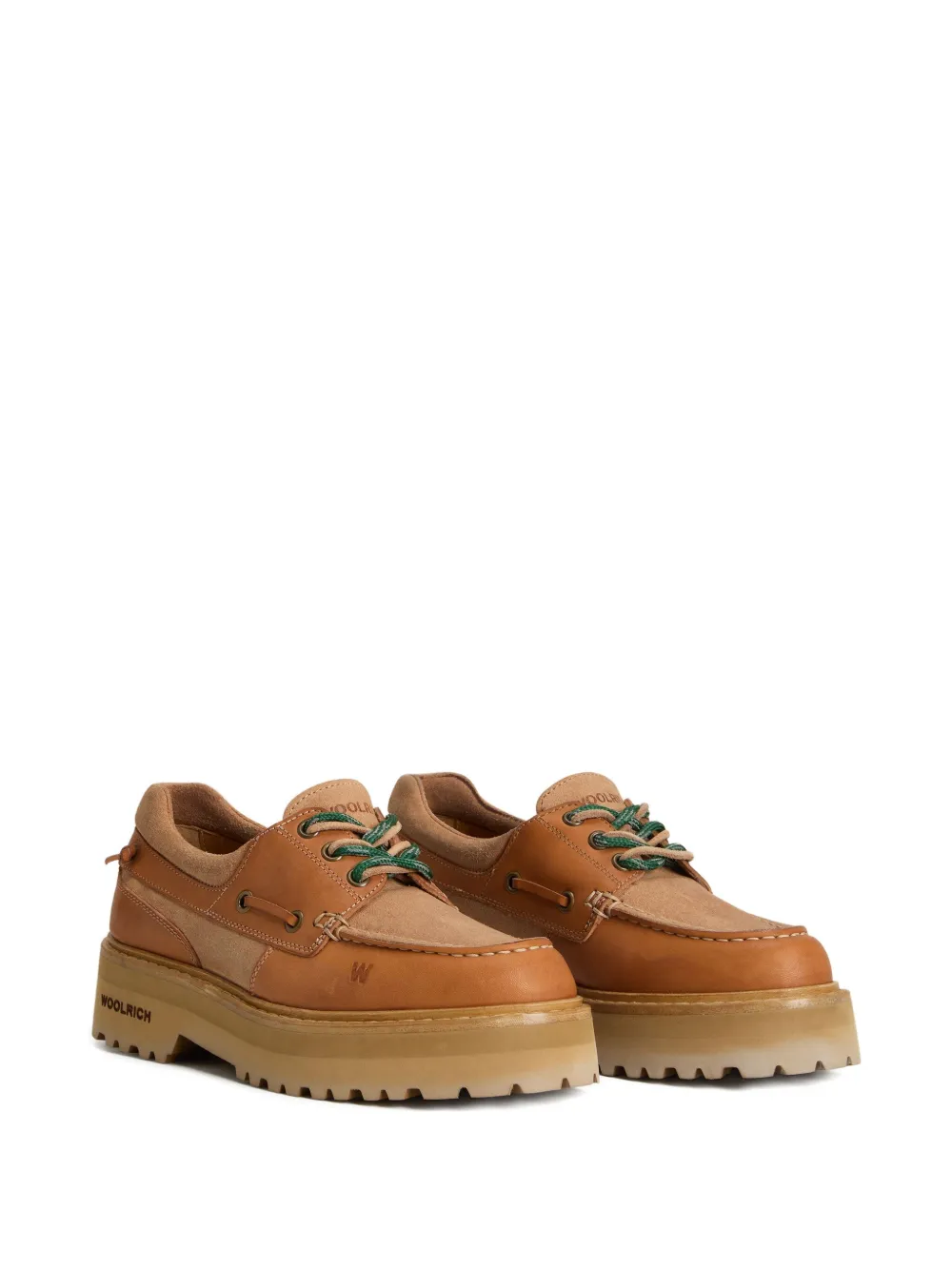 Woolrich Leather Platform Boat Shoes In Brown