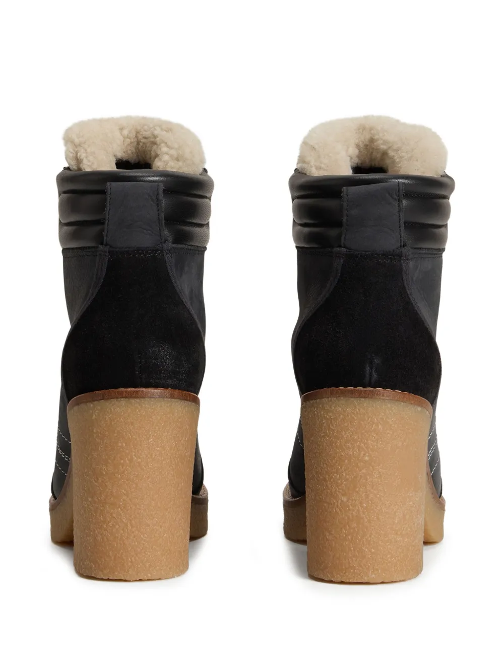 Woolrich lace-up shearling boots Black