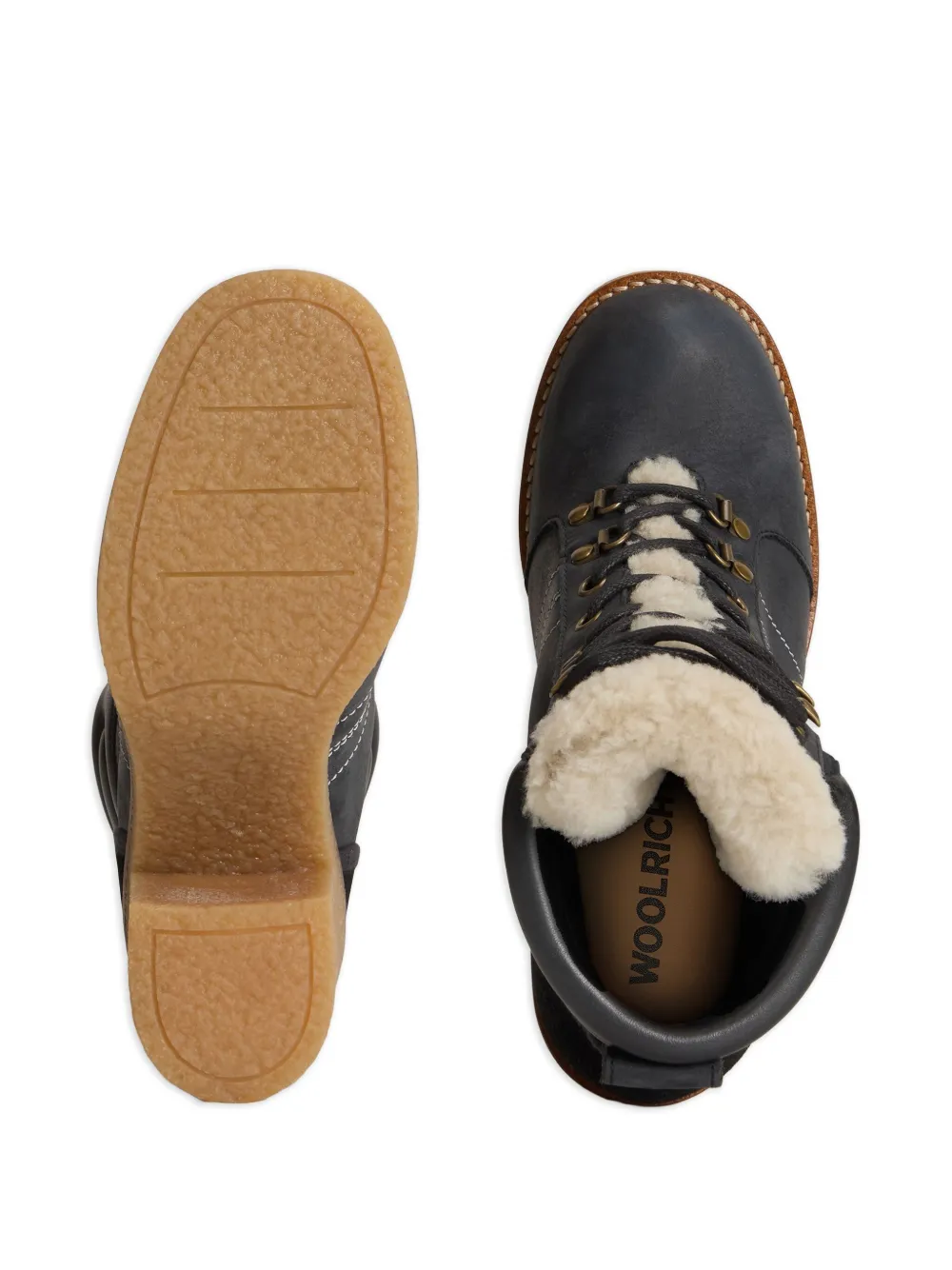 Woolrich lace-up shearling boots Black