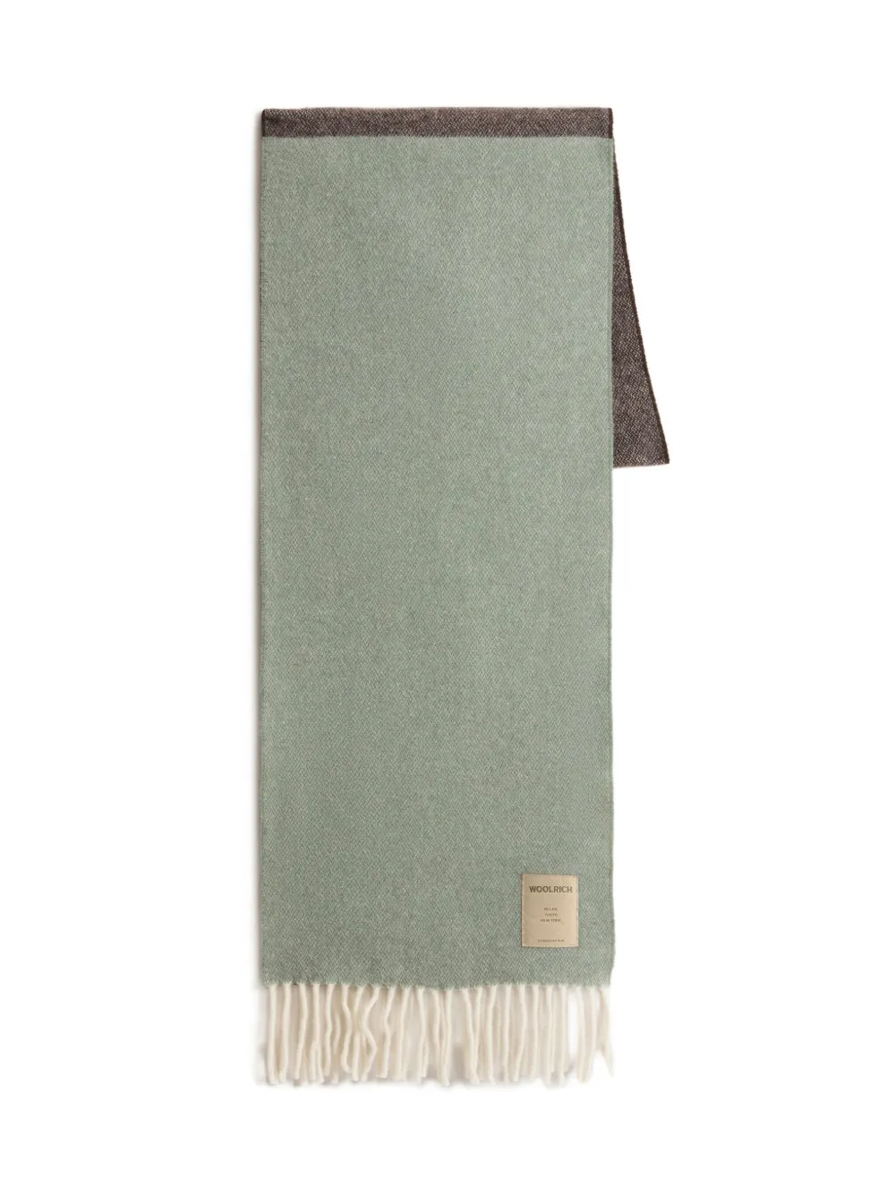 Woolrich Wool Fringed Scarf In Green