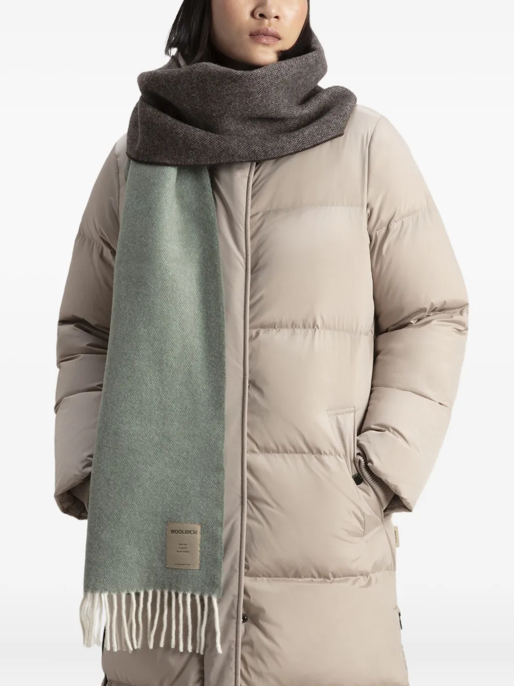 Woolrich Sjaal met franjes - Groen