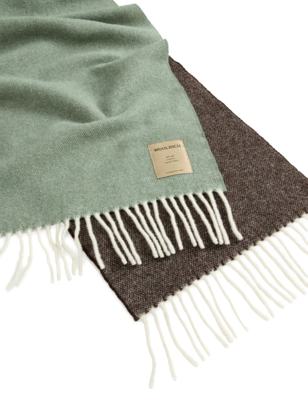 Woolrich Wool Fringed Scarf In Green