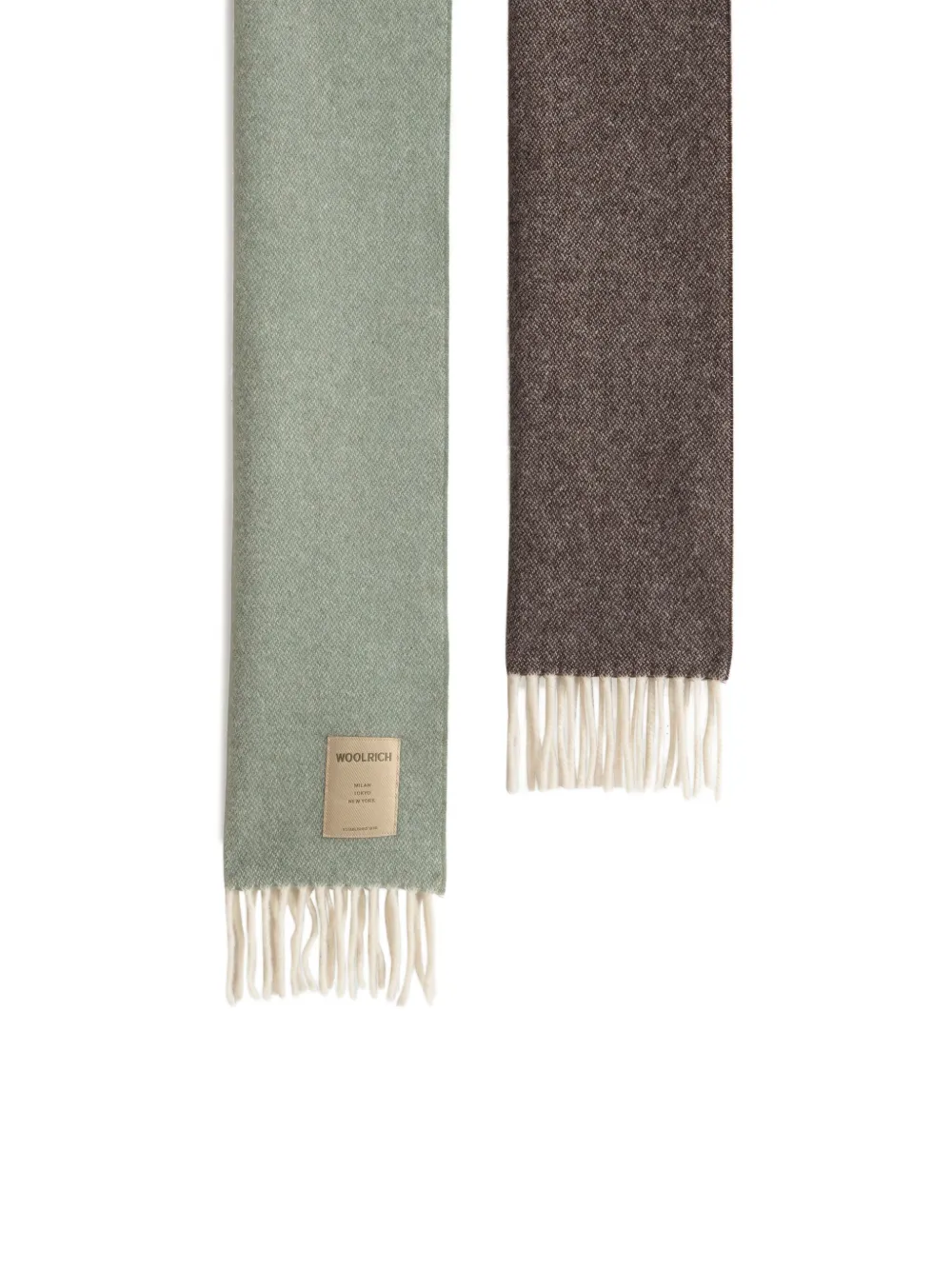 Woolrich Wool Fringed Scarf In Green