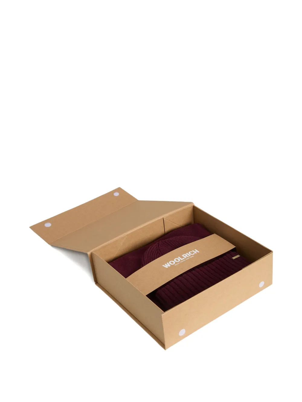 Woolrich Wool-blend Beanie Hat Set In Burgundy