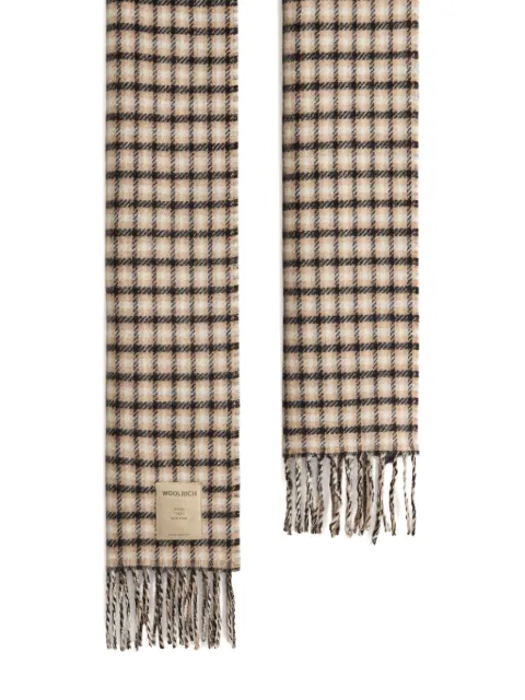 Woolrich checked fringed scarf
