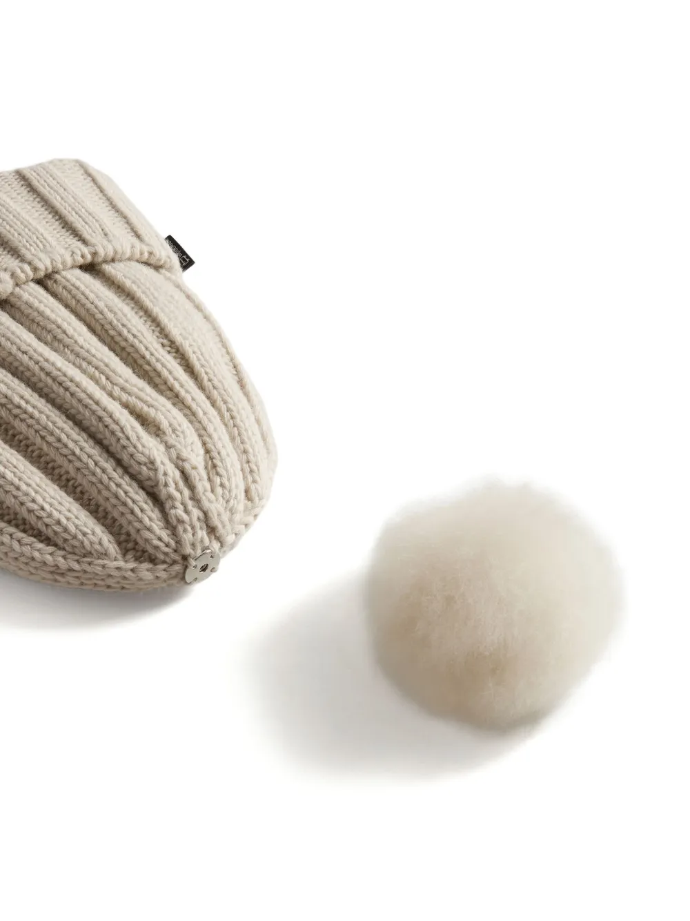 Woolrich Kids Kasjmier muts met pompon Beige