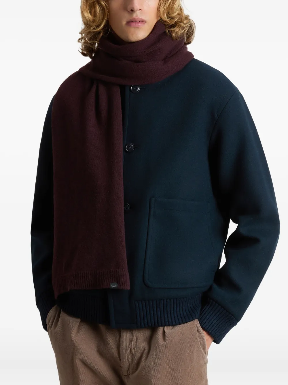 Woolrich Ribbed Scarf In Burgundy