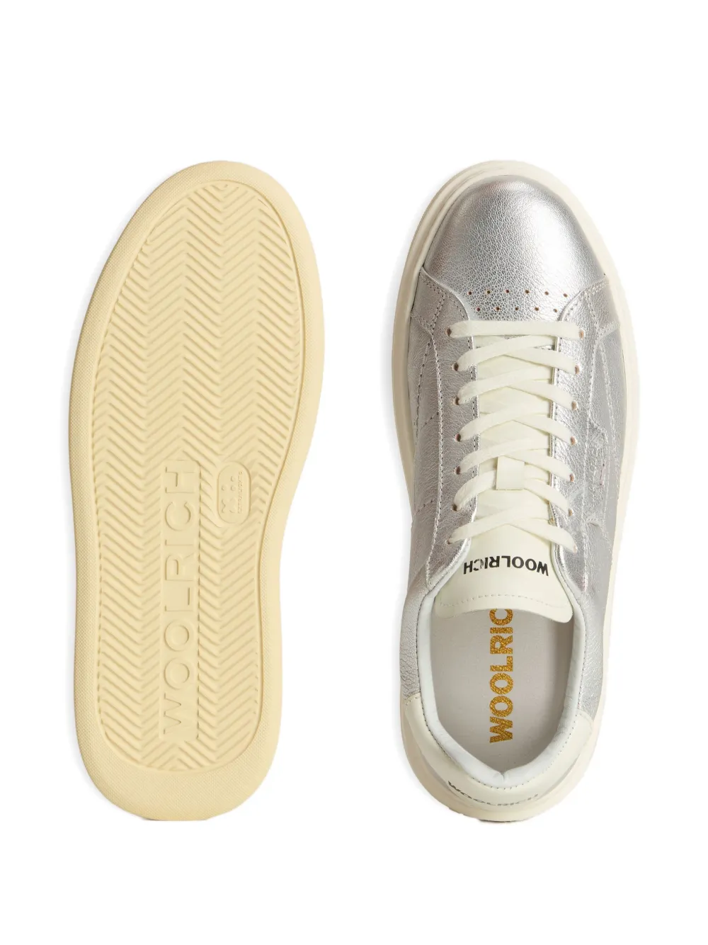 Woolrich metallic-leather platform sneakers Silver