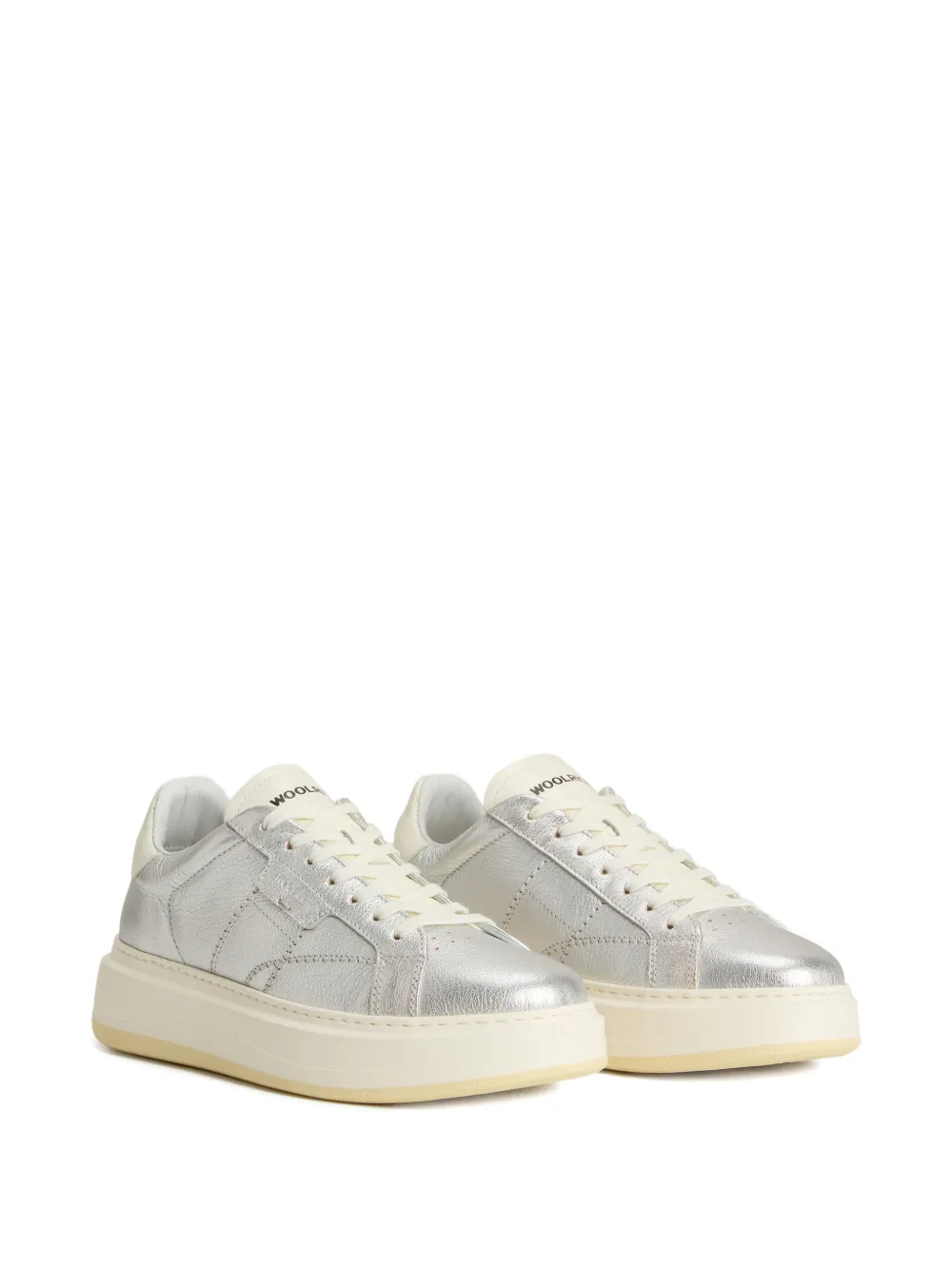 Woolrich metallic-leather platform sneakers - Zilver
