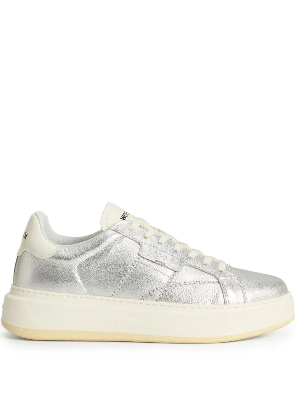 Woolrich metallic-leather platform sneakers Silver