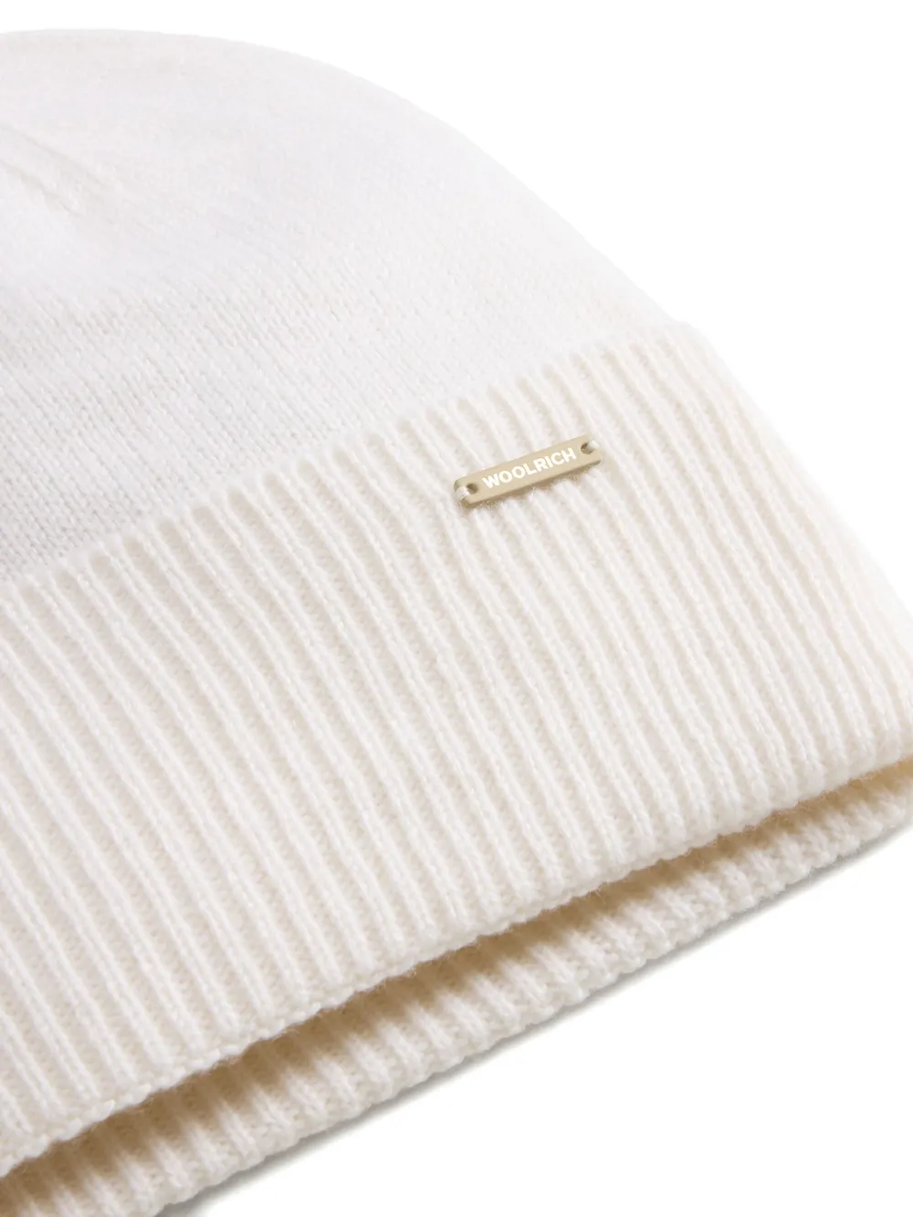 Woolrich Ribbed Cashmere Beanie In White