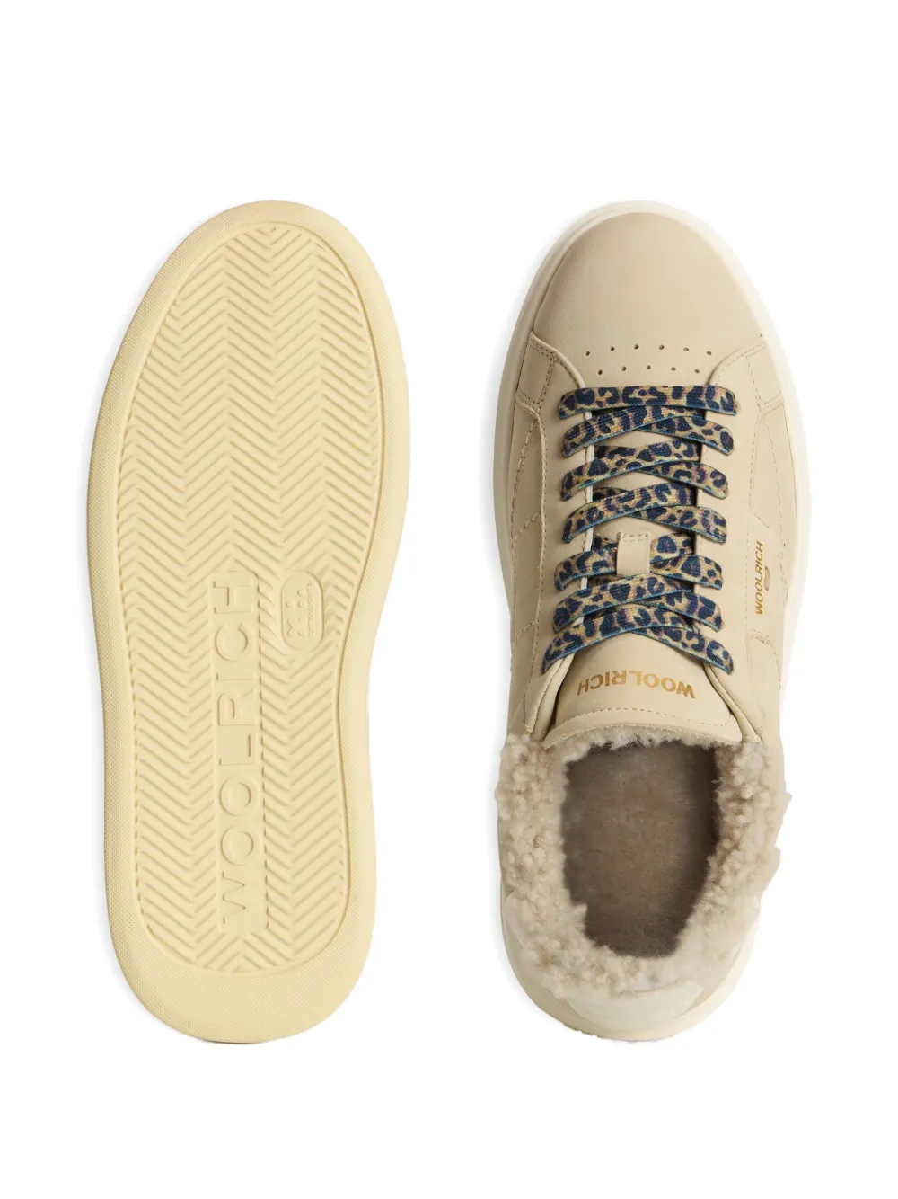 Woolrich Arrow shearling platform sneakers Neutrals