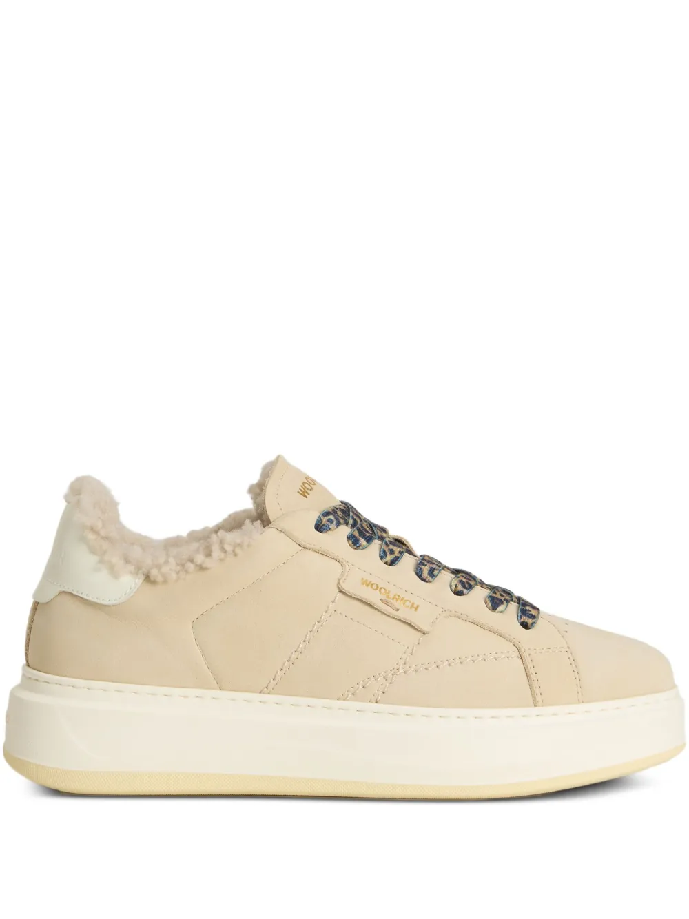 Woolrich Arrow lammy sneakers met plateauzool Beige