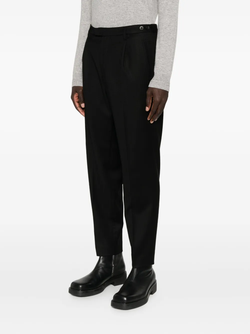 Barena Venezia Pleated Button Trousers In Black
