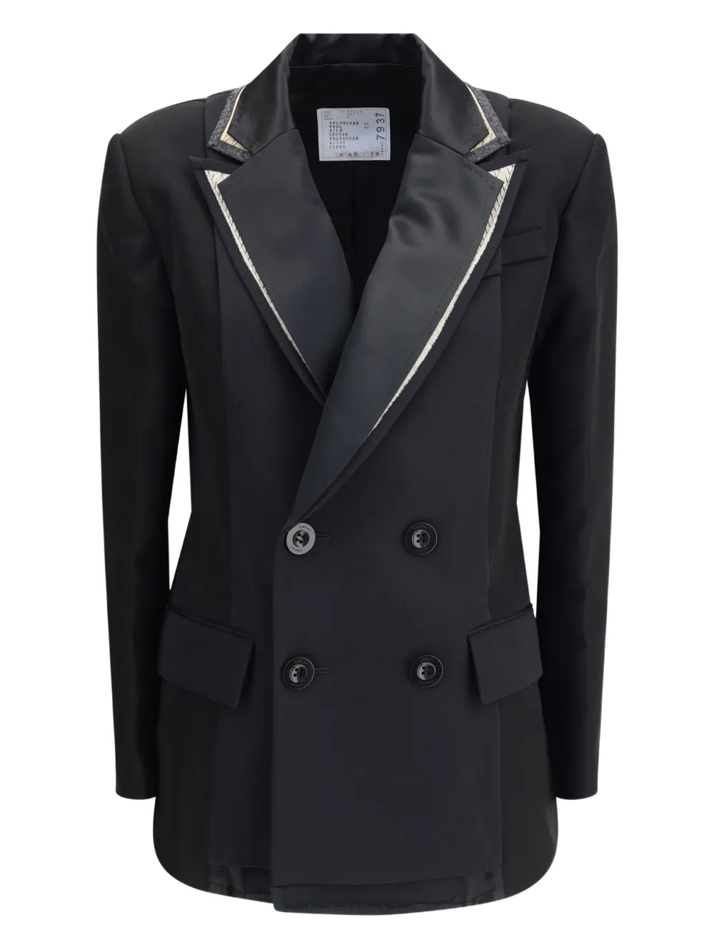 Sacai Jack met dubbele rij knopen Zwart