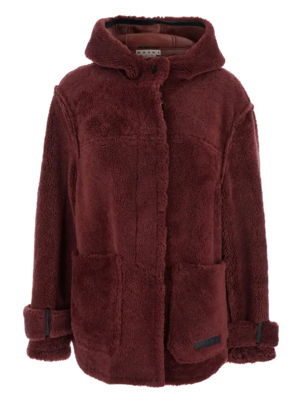 Marni Hooded Fleece Jacket in Red
