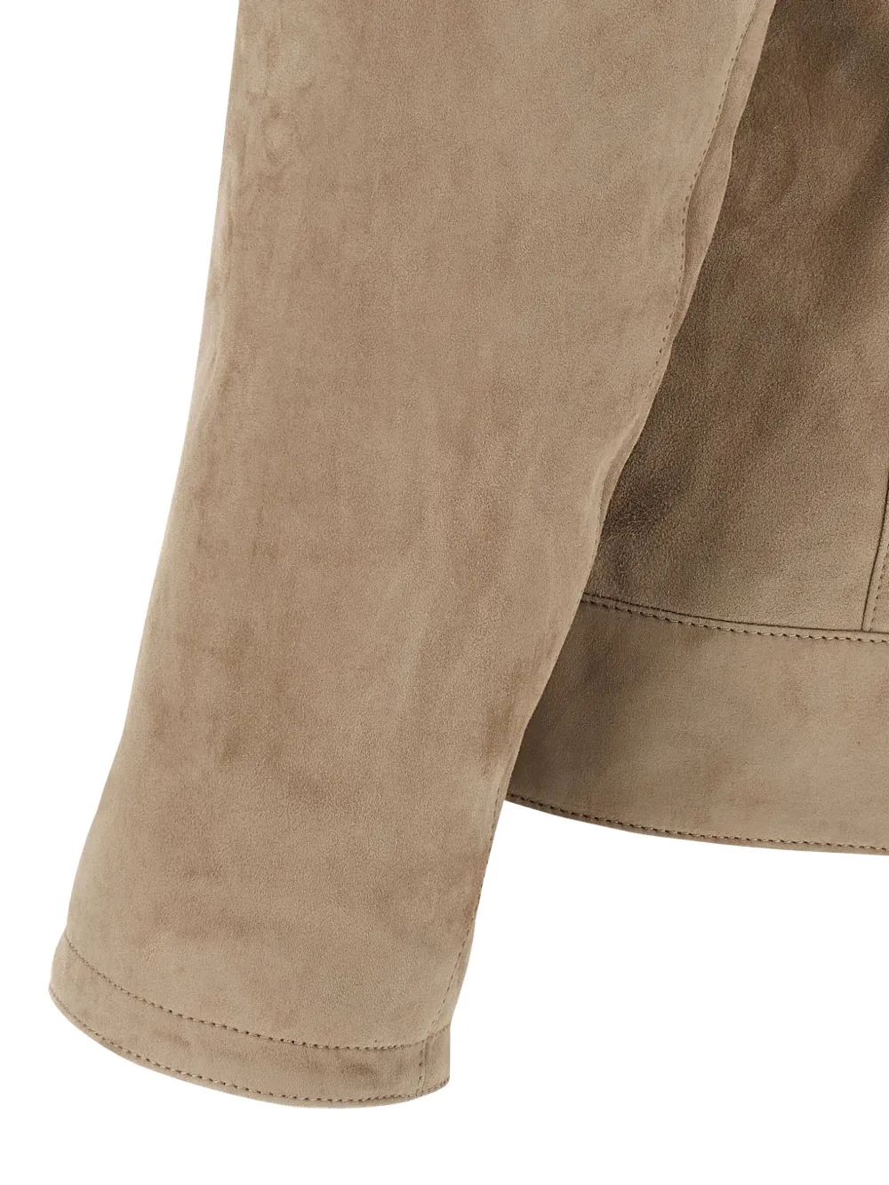 Brioni Suède leren jack met shirtkraag Beige