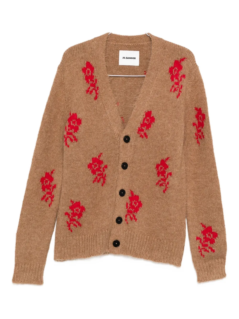 Jil Sander rose-detailed cardigan - Marrone