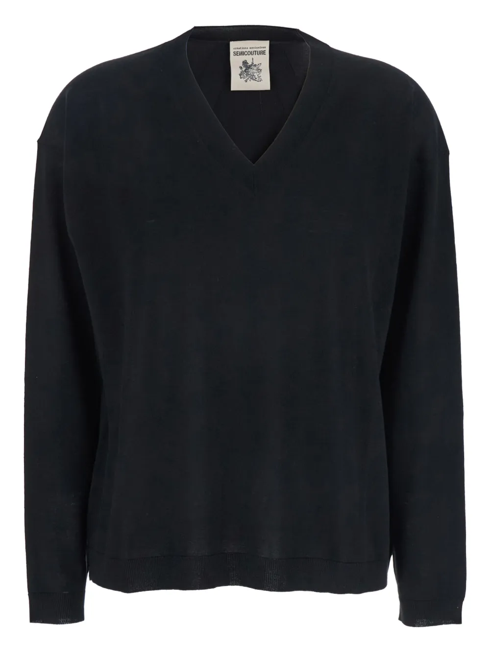 Semicouture v-neck wool sweater Zwart