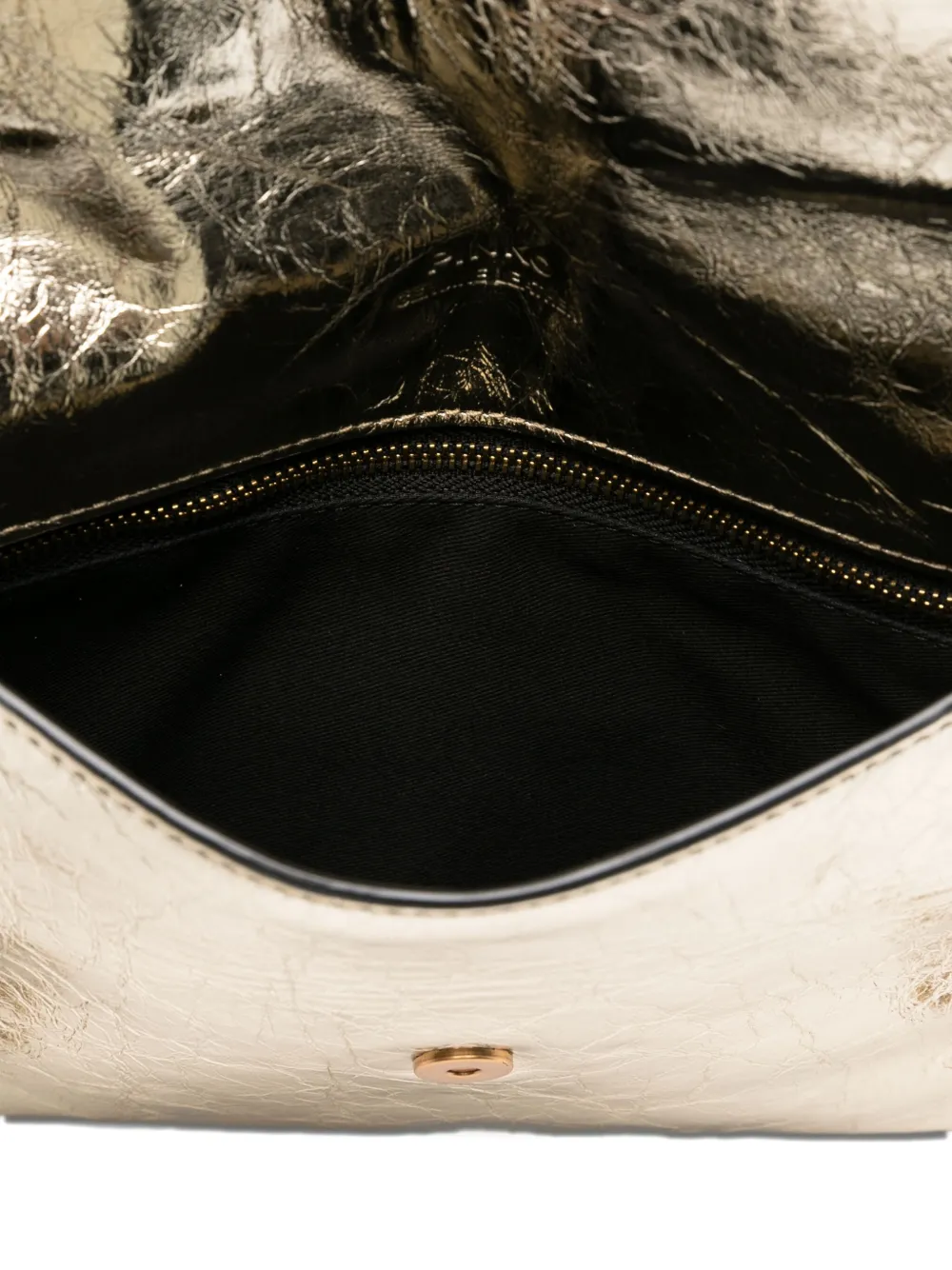 Pinko Small Metallic-leather Flap Clutch In Gold