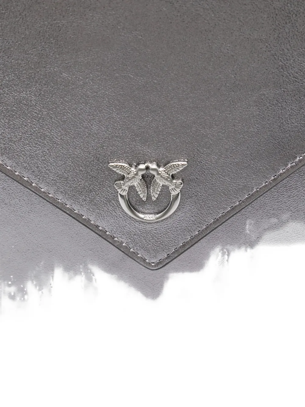 Pinko Small Leather Flap Clutch In Gray