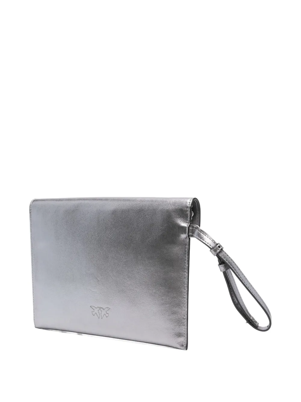 Pinko Small Leather Flap Clutch In Gray