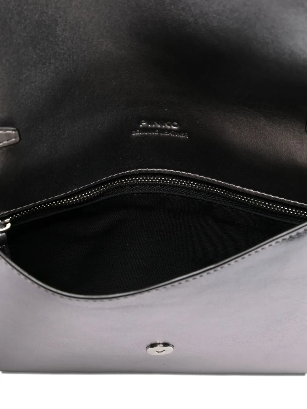 Pinko Small Leather Flap Clutch In Gray