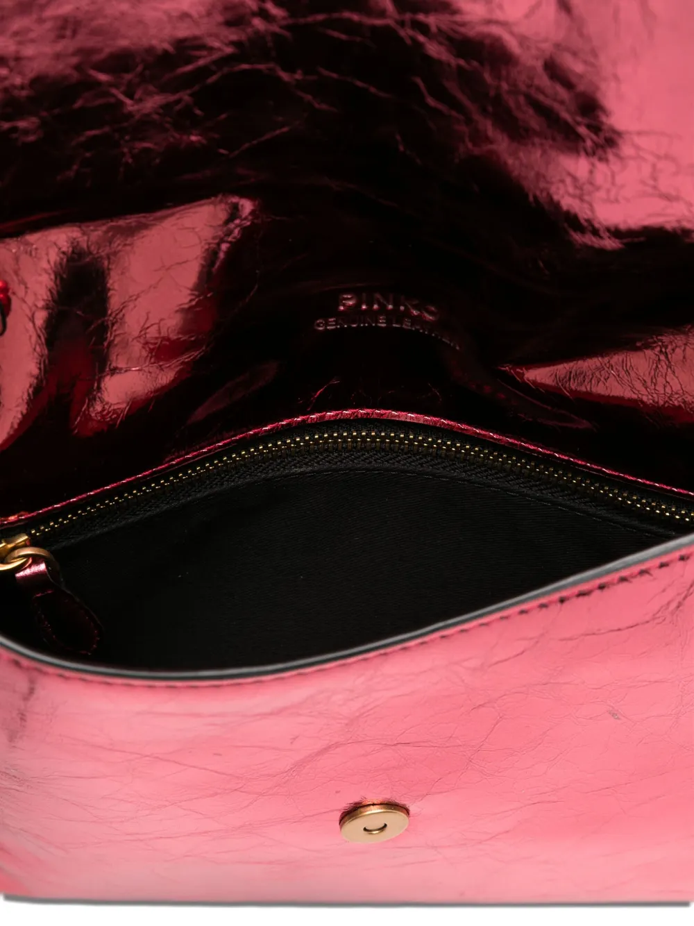 Pinko Small Metallic-leather Flap Clutch In Pink