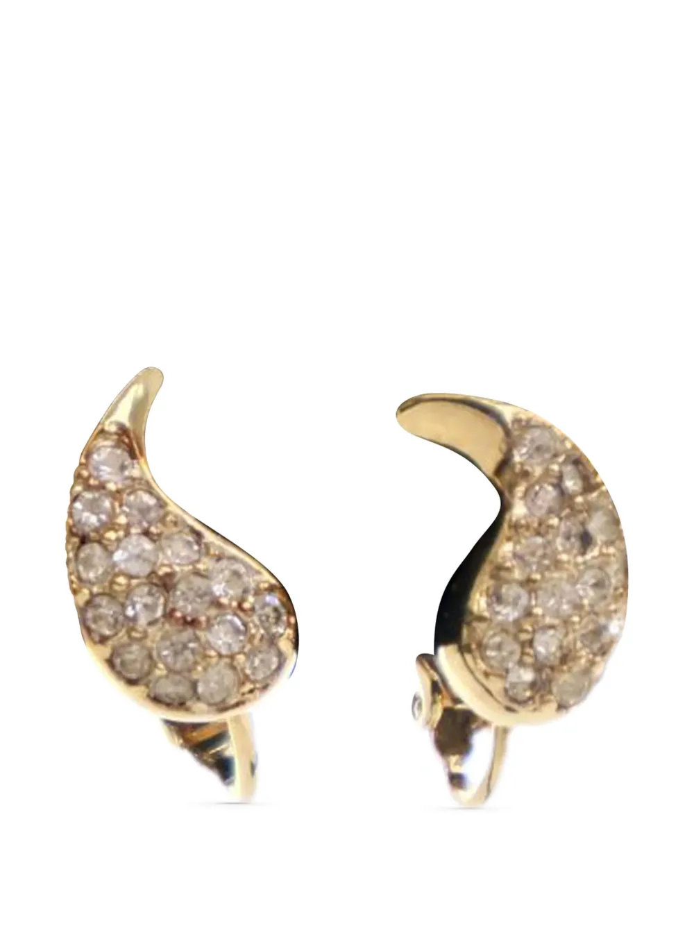 Christian Dior Pre-Owned 2000-2025 Gold Plated Rhinestone Clip On Christian Dior Pre-Owned 2000-2025 Gold Plated Rhinestone Clip On