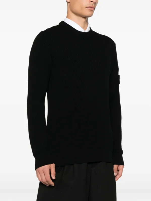 STONE  ブラック リブニット セーター コットン Stone Island リブニット セーター | ブラック | FARFETCH JP
