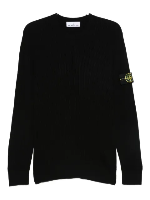 Stone Island ribbed-knit logo-patch sweater