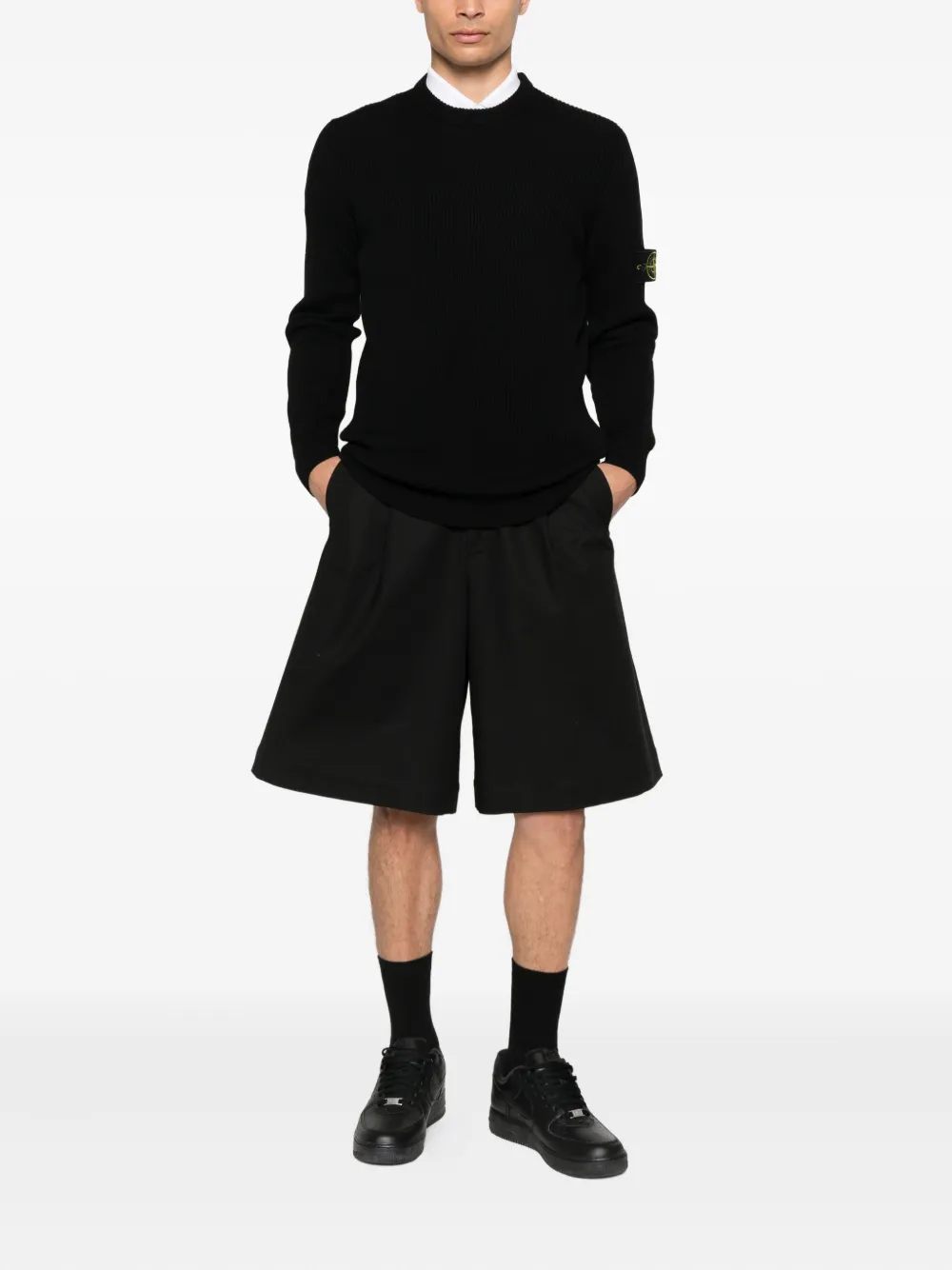 Stone Island ribbed-knit logo-patch sweater | Knitted Sweaters | Image 2