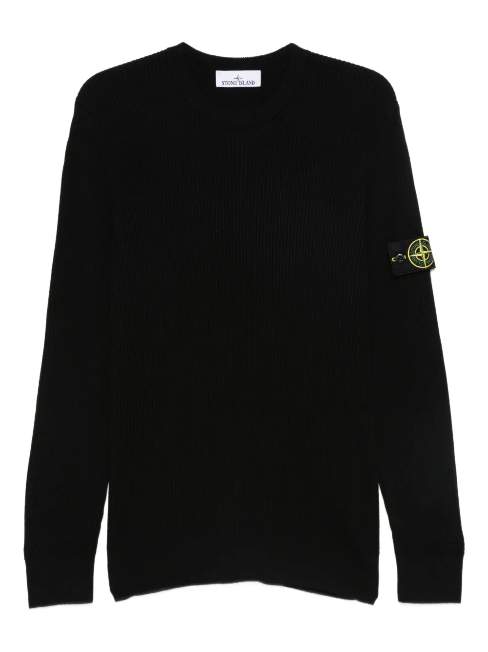 Stone Island ribbed-knit logo-patch sweater | Black | Image 1