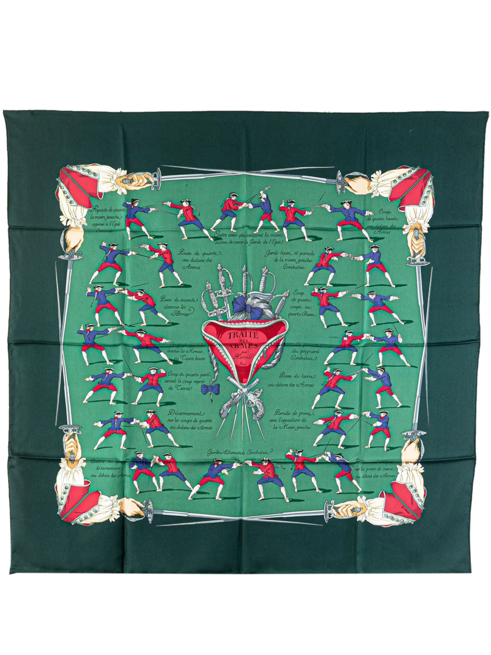 Hermès Pre-Owned 20th Century Traite Des Armes Silk Scarf scarves | Green | Image 1