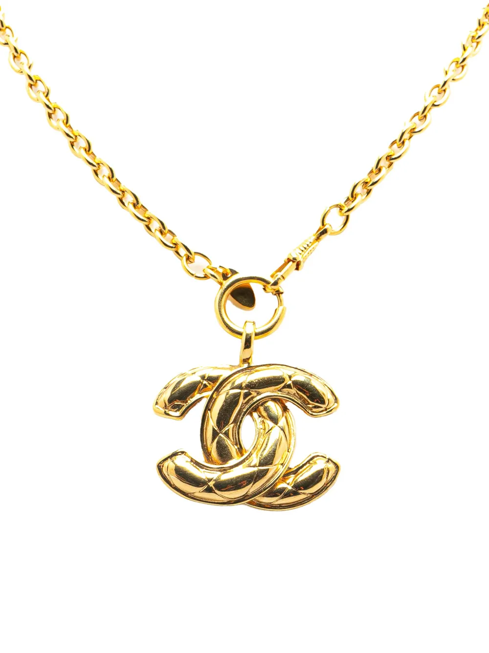 CHANEL Pre-Owned 1970-1980 ゴールドプレーテッド マトラッセ ココマーク ペンダント コスチューム ネックレス - CHANEL Pre-Owned 1970-1980 ゴールドプレーテッド マトラッセ ココマーク ペンダント コスチューム ネックレス -