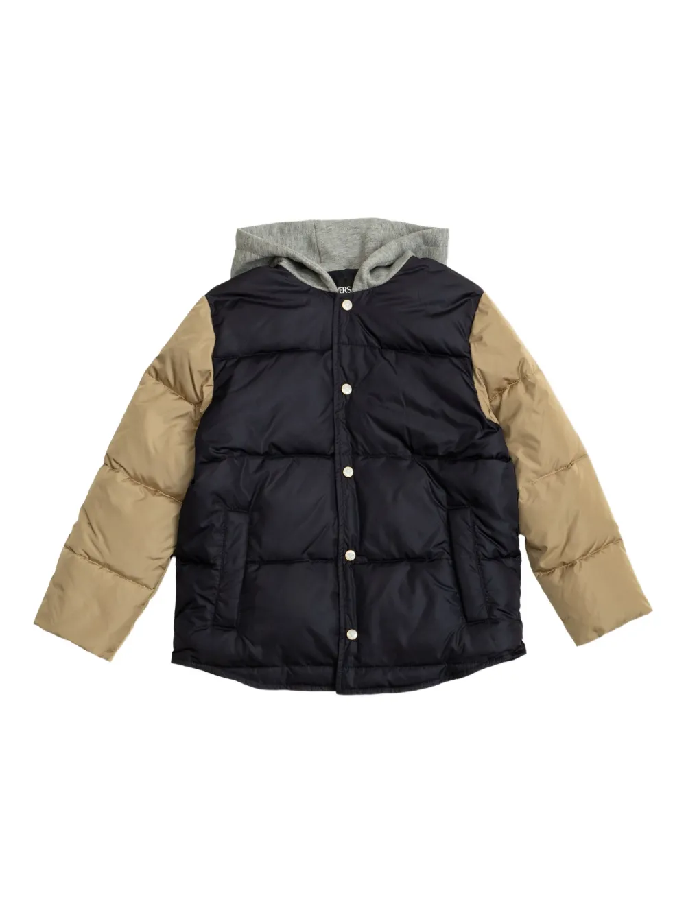 Versace Kids hooded quilted jacket Blauw
