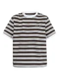 SAMSOE SAMSOE embroidered-logo striped-pattern T-shirt - Brown