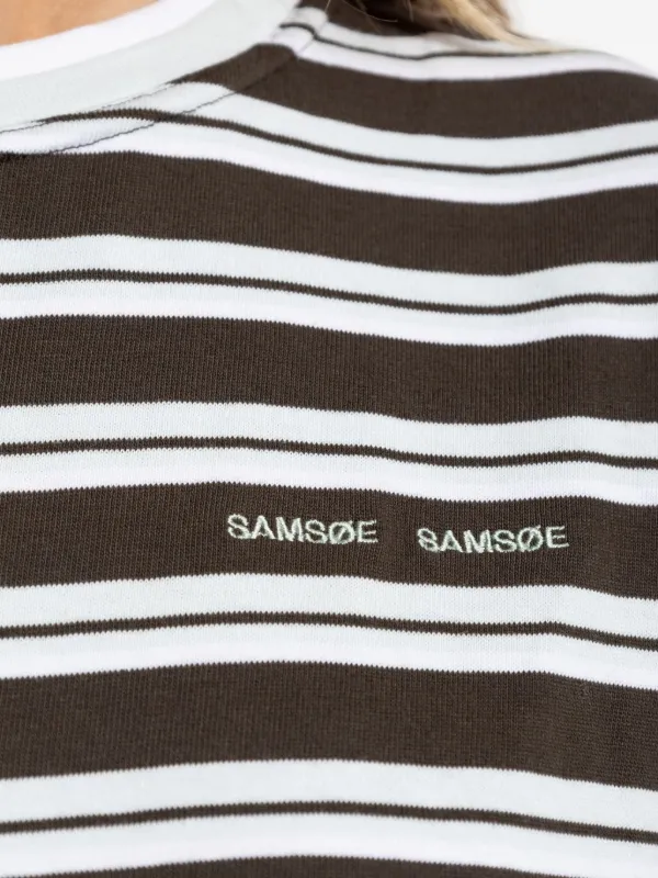 サムソサムソ(SAMSOE SAMSOE) 長袖カットソー SAMSOE SAMSOE Sandover Striped long-sleeve Polo Shirt