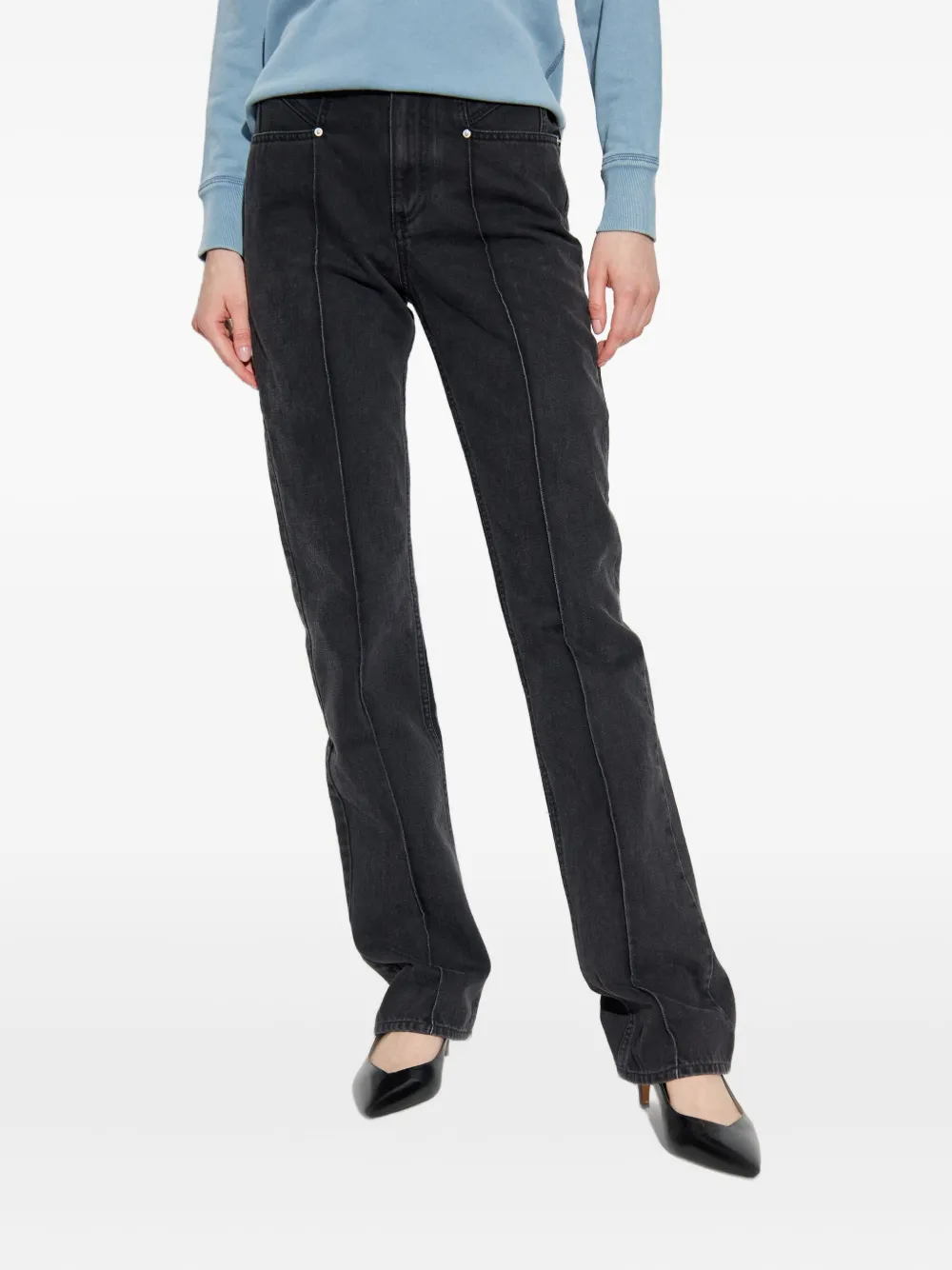 Isabel Marant Vetan Centre-seam Straight-leg Jeans In Black