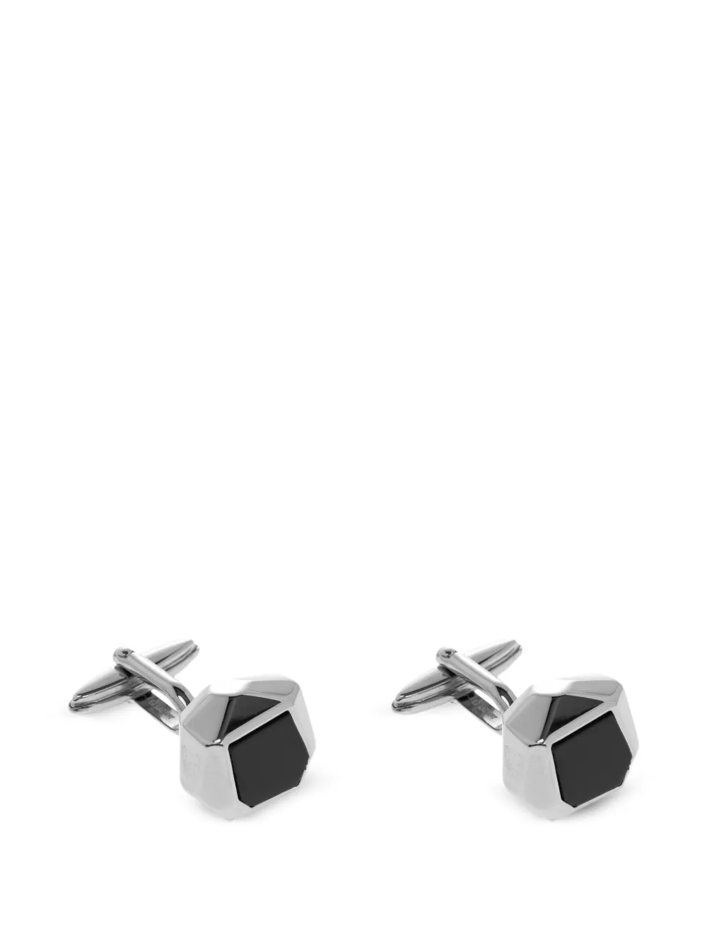 Lanvin geometric cufflinks 7 PALLADIUM PLATED ONYX