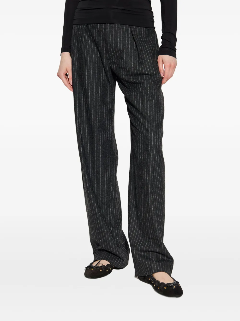 ISABEL MARANT Lisetta pinstripe pleated straight trousers Grijs