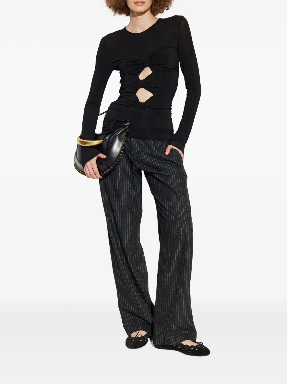 ISABEL MARANT Lisetta pinstripe pleated straight trousers - Grijs