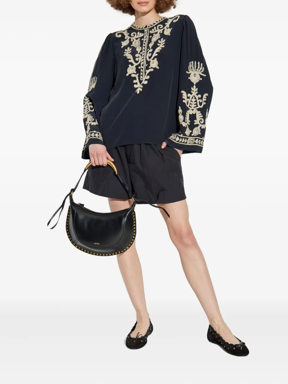 MARANT ÉTOILE Danica shorts met plooien en ceintuur - Zwart