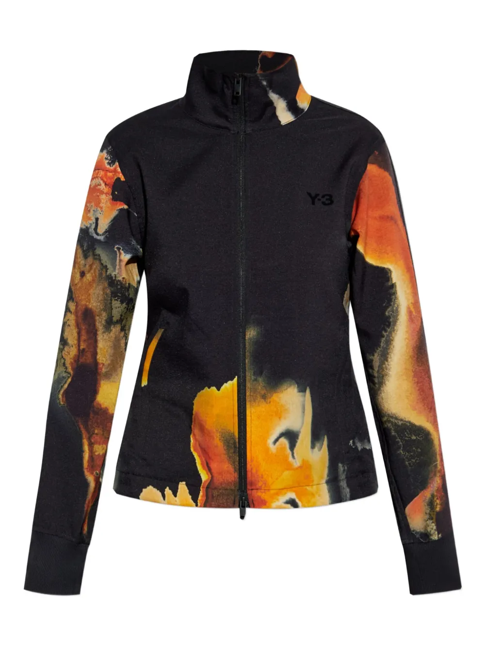 Y-3 Abstract-print Zip-up Jacket In Black