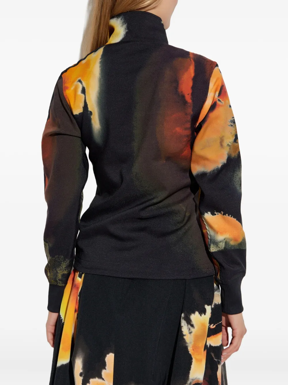 Y-3 Abstract-print Zip-up Jacket In Black